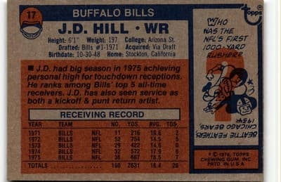 1976 Topps #17 J.D. Hill - Thumbnail 2