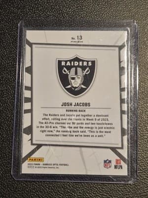 2023 Donruss Optic #13 Josh Jacobs My House! - Thumbnail 2
