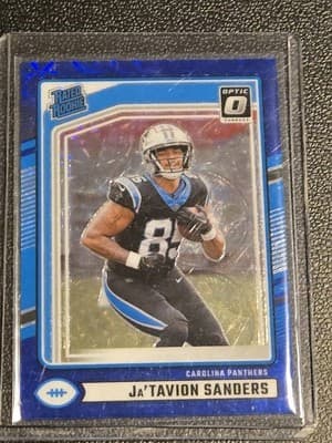 2024 Donruss #317 Ja'Tavion Sanders Optic Rated Rookies Preview Blue Scope - Image 1