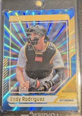 2024 Donruss #30 Endy Rodriguez Carolina Blue Laser #/249 - Image 1