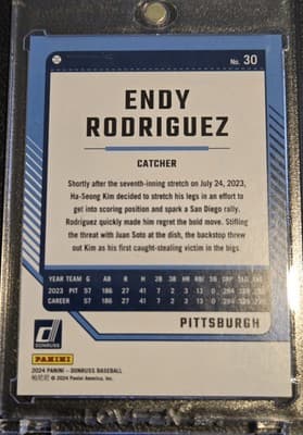 2024 Donruss #30 Endy Rodriguez Carolina Blue Laser #/249 - Thumbnail 2