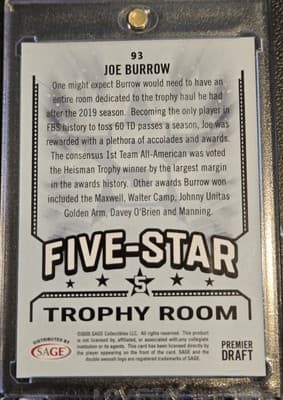 2020 SAGE HIT #93 Joe Burrow - Thumbnail 2
