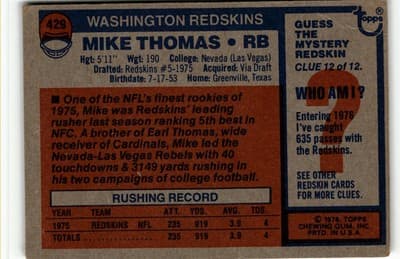 1976 Topps #429 Mike Thomas - Thumbnail 2
