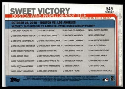 2019 Topps #549 Sweet Victory - Thumbnail 2