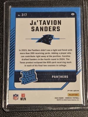 2024 Donruss #317 Ja'Tavion Sanders Optic Rated Rookies Preview Blue Scope - Thumbnail 2