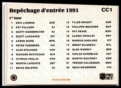 1991-92 Pro Set French #CC1 Repêchage d'entrée Collectibles - Thumbnail 2