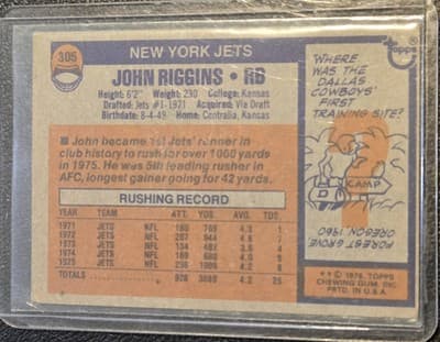 1976 Topps #305 John Riggins - Thumbnail 2