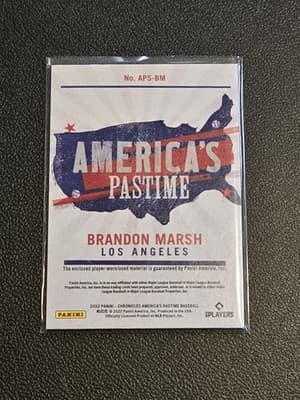 2022 Panini Chronicles #APS-BM Brandon Marsh America's Pastime Swatches - Thumbnail 2