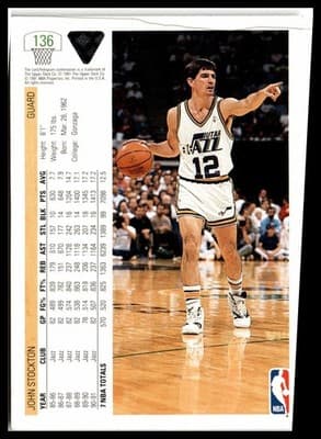1991-92 Upper Deck #136 John Stockton - Thumbnail 2