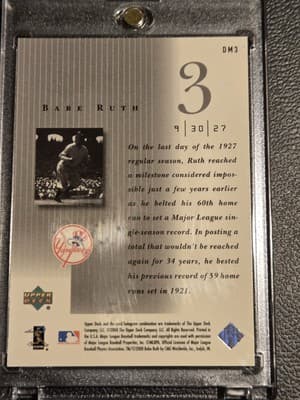2000 Upper Deck Legends #DM3 Babe Ruth Defining Moments - Thumbnail 2