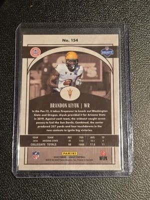 2020 Panini Legacy #154 Brandon Aiyuk Rookies Premium Edition Silver - Thumbnail 2