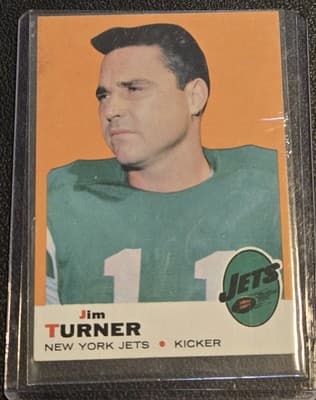 1969 Topps #29a Jim Turner Yellow dot between Jets and Kicker - Image 1