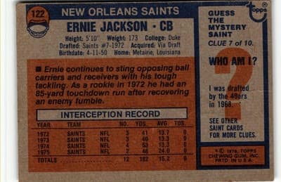 1976 Topps #122 Ernie Jackson - Thumbnail 2