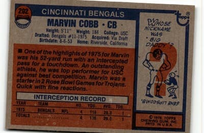 1976 Topps #292 Marvin Cobb - Thumbnail 2