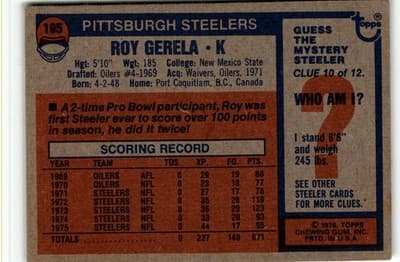 1976 Topps #195 Roy Gerela - Thumbnail 2