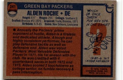 1976 Topps #241 Alden Roche - Thumbnail 2