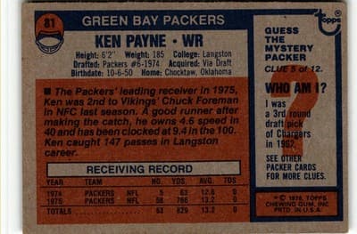 1976 Topps #81 Ken Payne - Thumbnail 2