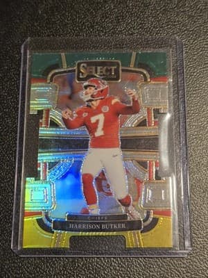 2023 Panini Select #48 Harrison Butker Green and Yellow Prizms Die Cuts - Image 1