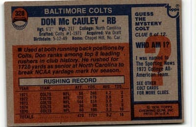 1976 Topps #328 Don McCauley - Thumbnail 2