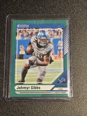 2024 Donruss #143 Jahmyr Gibbs Press Proof Green - Image 1