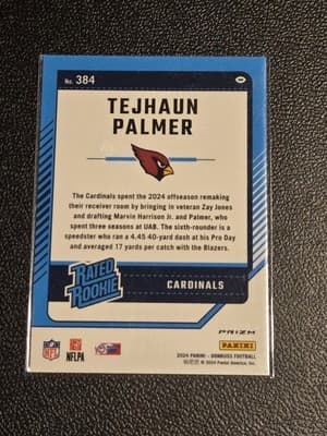 2024 Donruss #384 Tejhaun Palmer Optic Rated Rookies Preview Red Wave - Thumbnail 2
