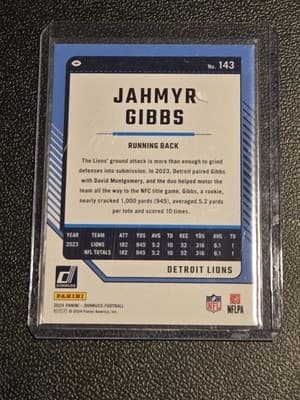 2024 Donruss #143 Jahmyr Gibbs Press Proof Green - Thumbnail 2