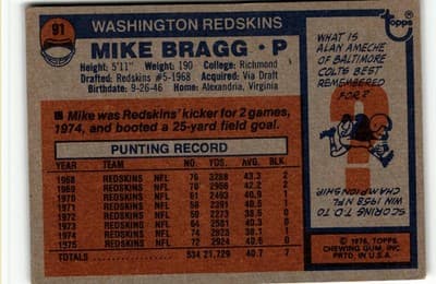 1976 Topps #91 Mike Bragg - Thumbnail 2