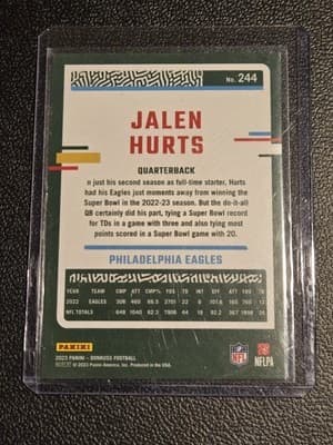 2023 Donruss #244 Jalen Hurts Press Proof Yellow - Thumbnail 2