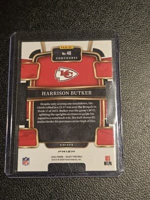 2023 Panini Select #48 Harrison Butker Green and Yellow Prizms Die Cuts - Thumbnail 2
