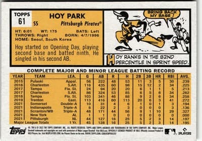 2022 Topps Archives #61 Hoy Park - Thumbnail 2