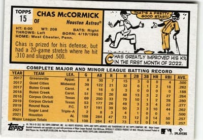2022 Topps Archives #15 Chas McCormick - Thumbnail 2