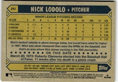 2022 Topps Archives #201 Nick Lodolo - Thumbnail 2