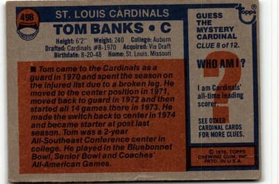 1976 Topps #498 Tom Banks - Thumbnail 2