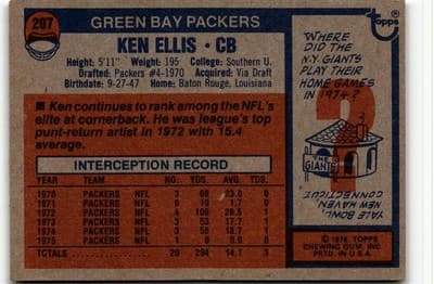 1976 Topps #207 Ken Ellis - Thumbnail 2