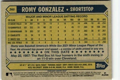 2022 Topps Archives #260 Romy Gonzalez - Thumbnail 2