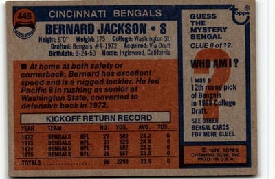 1976 Topps #449 Bernard Jackson - Thumbnail 2