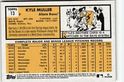 2022 Topps Archives #13 Kyle Muller - Thumbnail 2