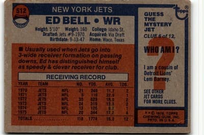 1976 Topps #512 Ed Bell - Thumbnail 2