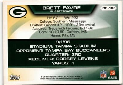 2007 Topps #BF-112 Brett Favre Brett Favre Collection - Thumbnail 2