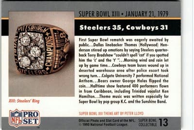 1990 Pro Set #13 Super Bowl Super Bowl Collectibles - Thumbnail 2
