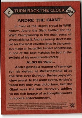 2016 Topps WWE Heritage #2 Andre The Giant Turn Back the Clock - Thumbnail 2