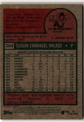 2024 Topps Heritage #384 Taijuan Walker - Thumbnail 2