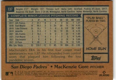 2022 Topps Archives #137 MacKenzie Gore - Thumbnail 2