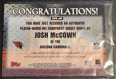 2002 Topps Pristine #RPR-JM Josh McCown Rookie Premiere Jerseys - Thumbnail 2