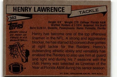 1981 Topps #382 Henry Lawrence - Thumbnail 2
