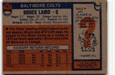 1976 Topps #111 Bruce Laird - Thumbnail 2