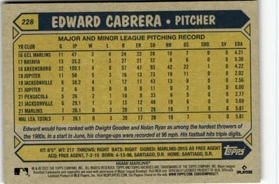 2022 Topps Archives #228 Edward Cabrera - Thumbnail 2