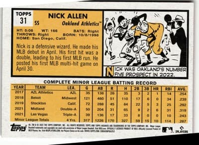 2022 Topps Archives #31 Nick Allen - Thumbnail 2
