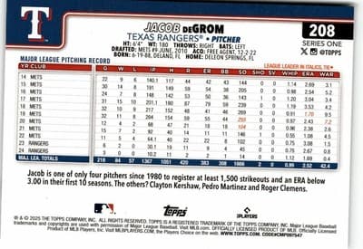 2025 Topps #208 Jacob deGrom - Thumbnail 2