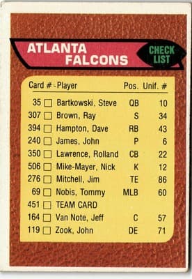 1976 Topps #451 Atlanta Falcons - Image 1